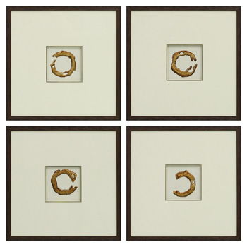 Dallbourne - White / Gold Finish - Wall Art Set (Set of 4)